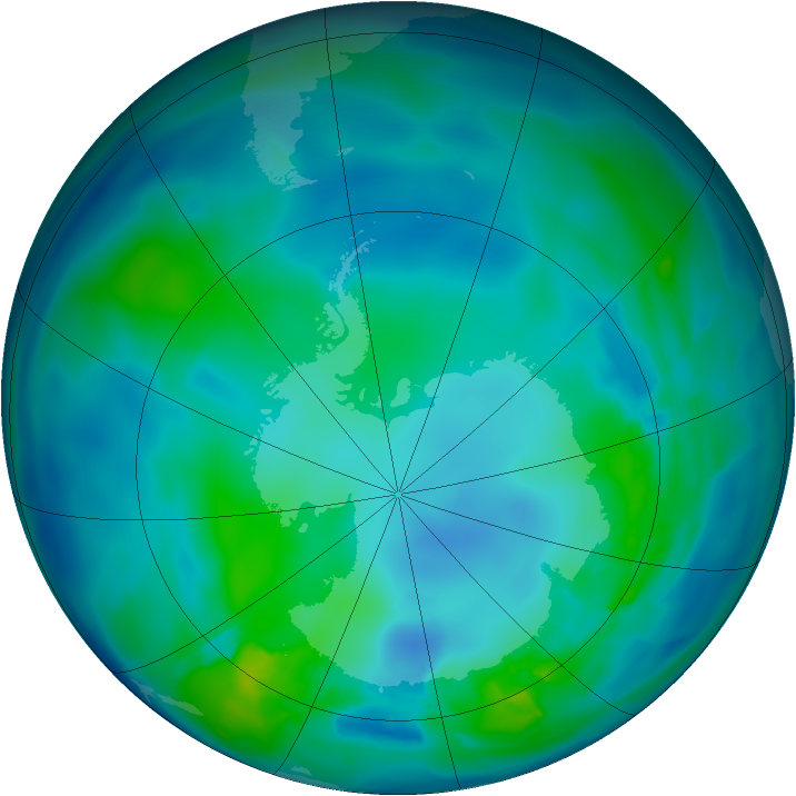 Antarctic ozone map for 29 April 2012